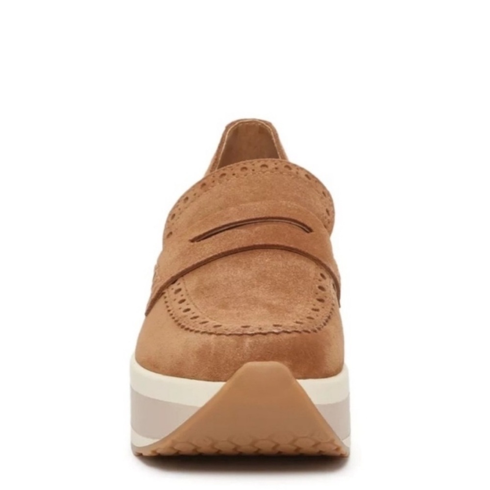 Dolce Vita Tan Suede Platform Penny Loafers - Picture 3 of 13